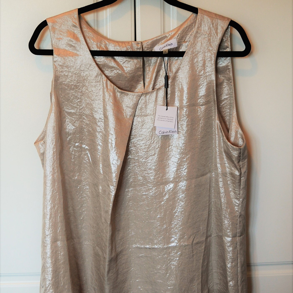 Calvin Klein Sleeveless Gold Top XL L NEW